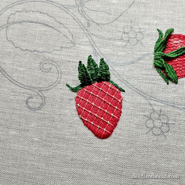 How to Embroider Strawberries: Lattice Work