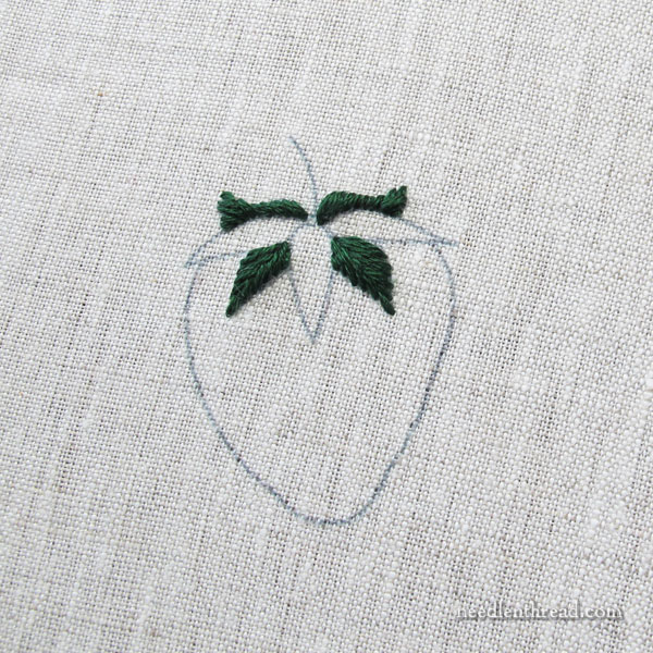 Embroidered Strawberries: Battlement Couching