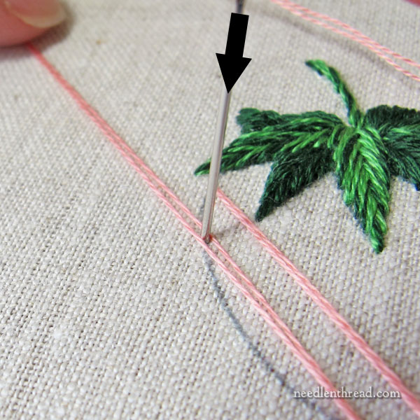 Embroidered Strawberries: Battlement Couching