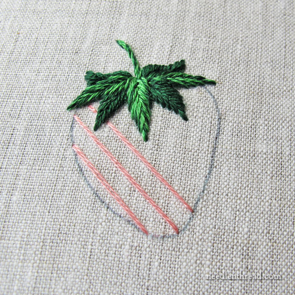 Embroidered Strawberries: Battlement Couching