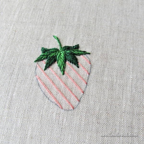 Embroidered Strawberries: Battlement Couching
