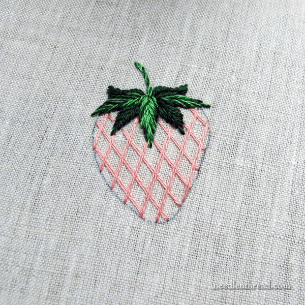Embroidered Strawberries: Battlement Couching