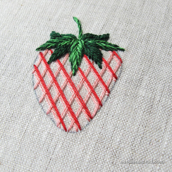 Embroidered Strawberries: Battlement Couching