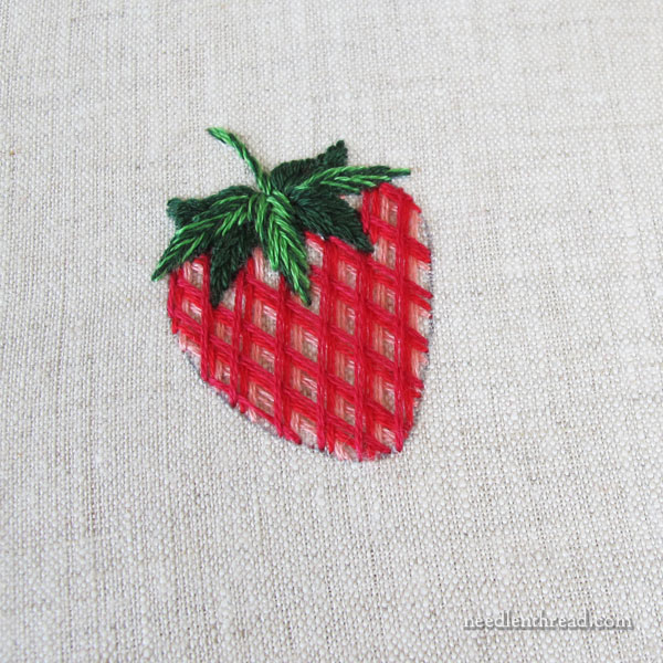 Embroidered Strawberries: Battlement Couching