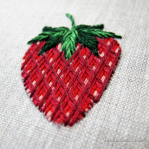 Embroidered Strawberries: Battlement Couching
