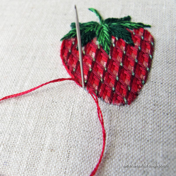 Embroidered Strawberries: Battlement Couching