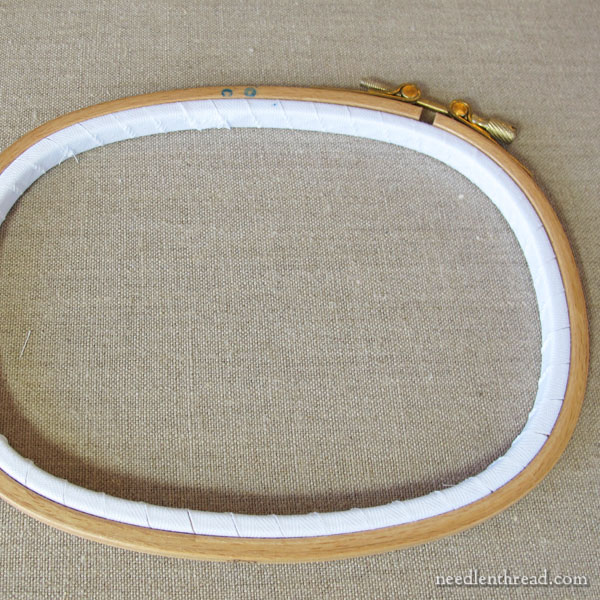 Binding embroidery hoop with cotton twill