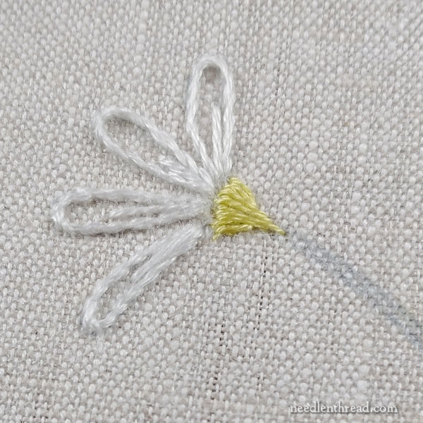 How to Embroider Daisies Part 2: Simple Petals & Stem