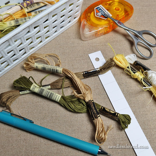 Thread cards for embroidery project organization