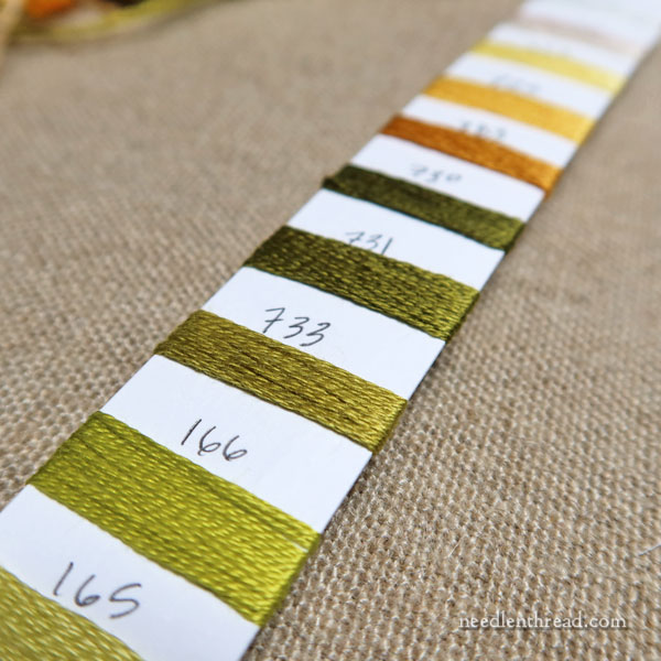 Thread cards for embroidery project organization
