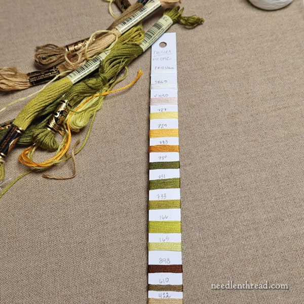 Thread cards for embroidery project organization
