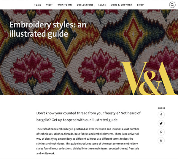 V&A embroidery styles illustrated guide