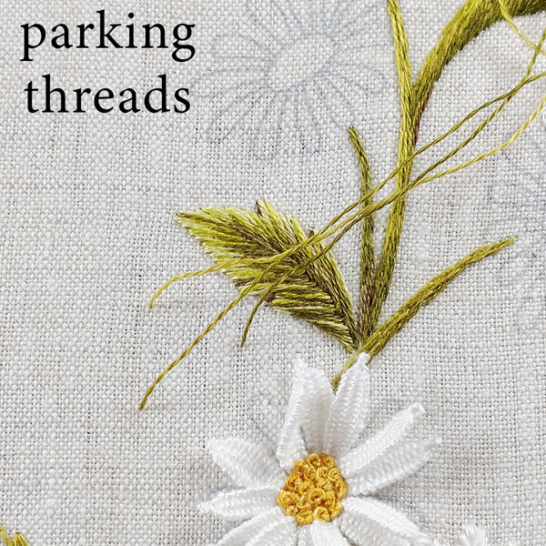 How to embroider daisies, part 3: stems, leaves, and more