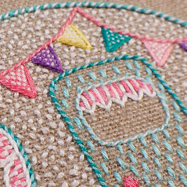 Happy Little Camper embroidery project for summer
