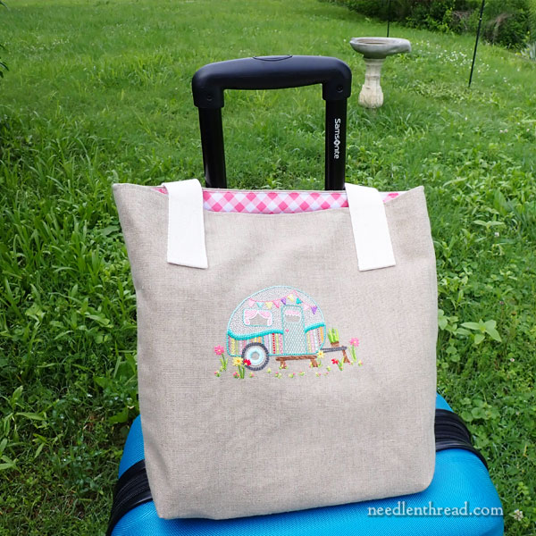 Happy Little Camper embroidery project for summer