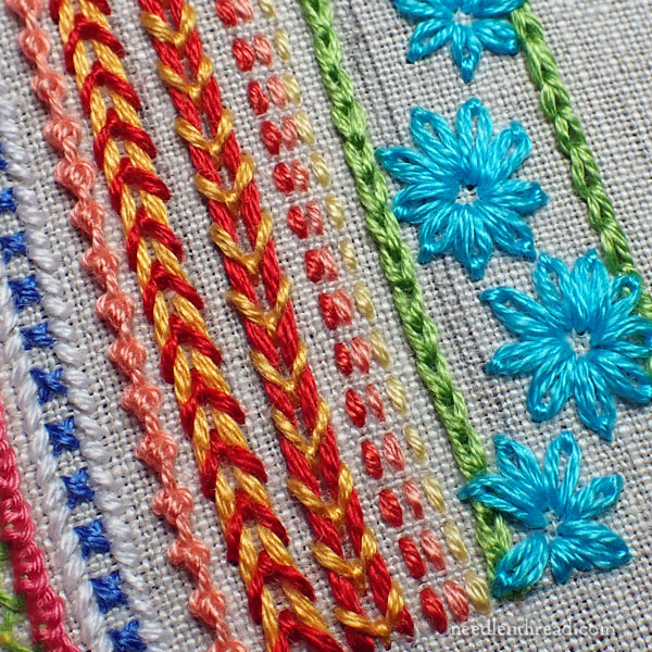 Fly Stitch Couching