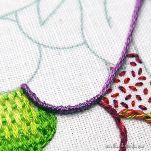 Embroidered Grapes tutorial: fillings and outlines
