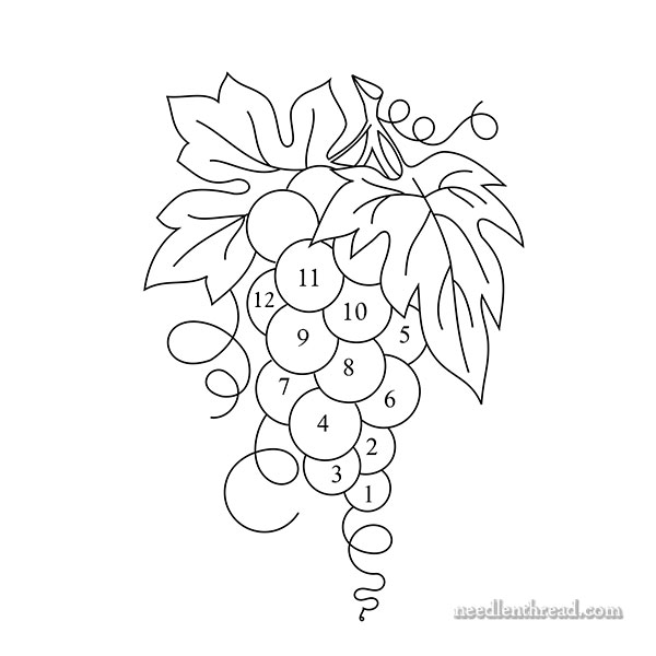 Embroidered Grapes tutorial: fillings and outlines