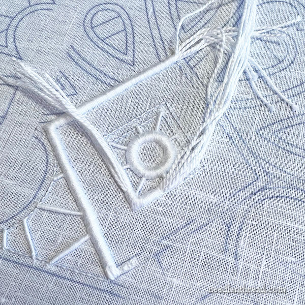 Whitework, cutwork on linen for altar cloths
