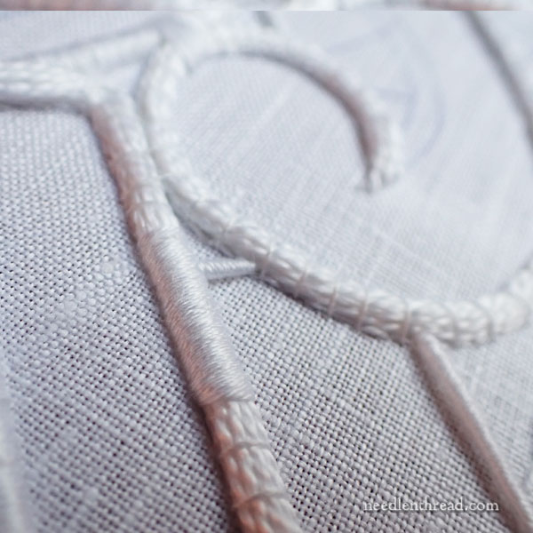 Whitework, cutwork on linen for altar cloths