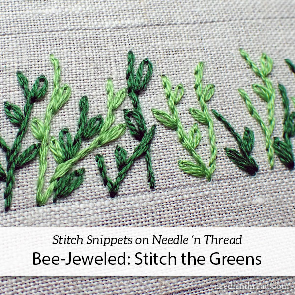 Bee-Jeweled Pincushion - stitching the greens