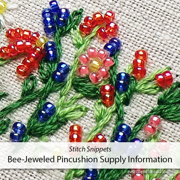 Bee-Jeweled Pincushion Supply Information