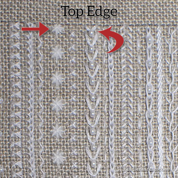 Cotton Quarter embroidered sampler bands F - J