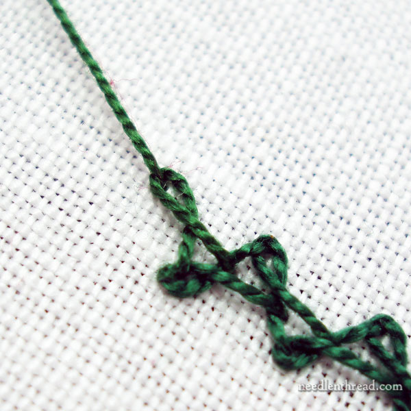Spanish knotted feather stitch