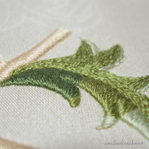 Silk embroidery on silk fabric