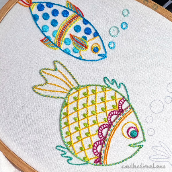 Embroidered Fish Flour Sack Towel