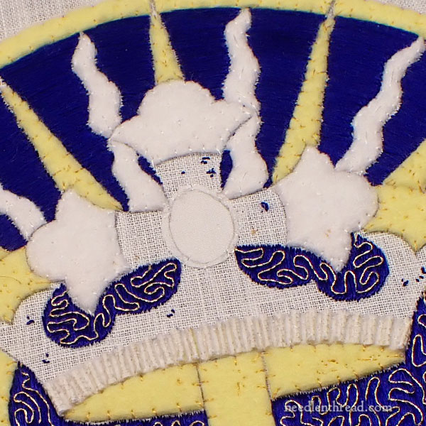 adding a semi-precious stone to goldwork embroidery