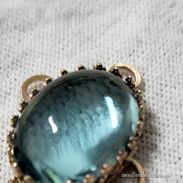 adding a semi-precious stone to goldwork embroidery