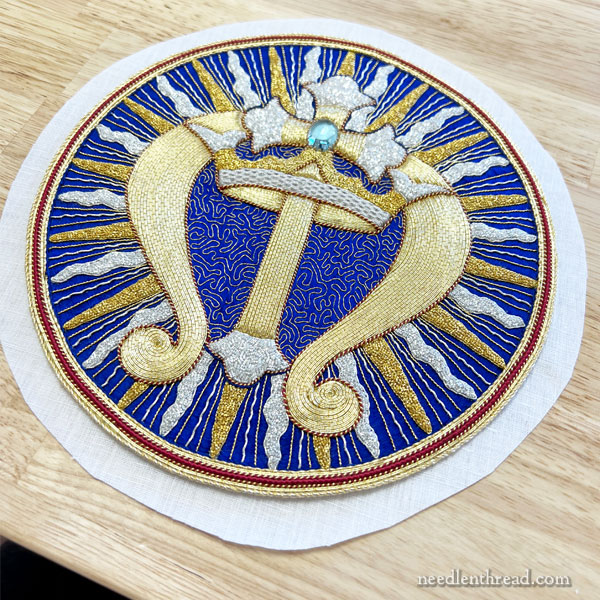 Goldwork medallion for altar cover