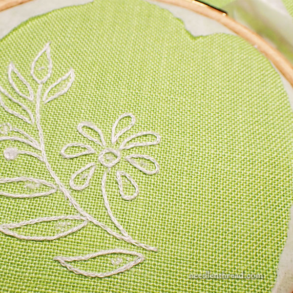 whitework, satin stitch, and hemstitch