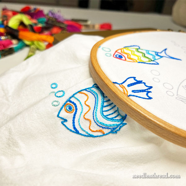Something Fishy - Ready to Stitch tropical towels