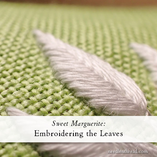 Sweet Marguerite embroidery on leaves