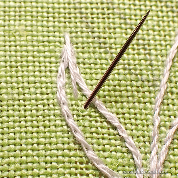 Sweet Marguerite embroidery on leaves