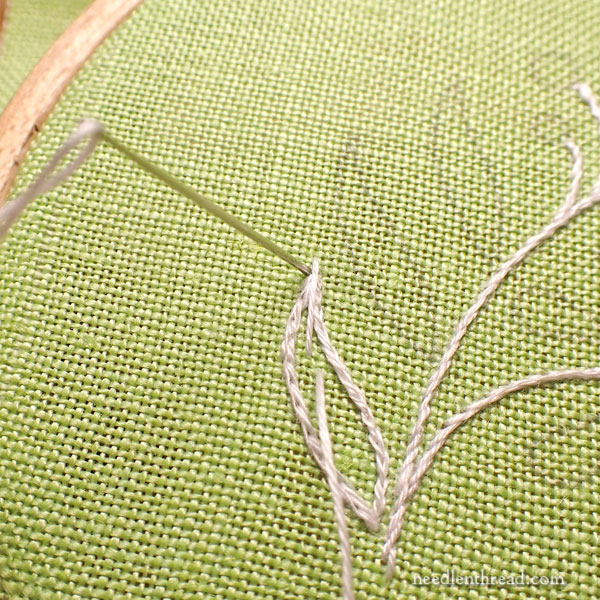 Sweet Marguerite embroidery on leaves
