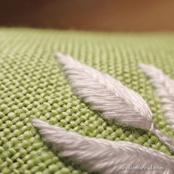Sweet Marguerite embroidery on leaves