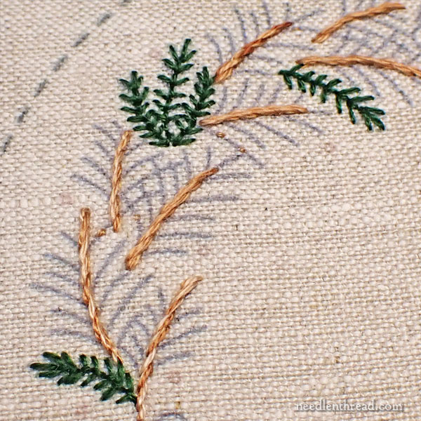 Embroidering the wreath