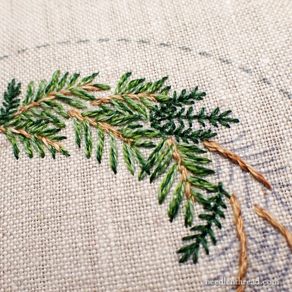 Embroidering the wreath