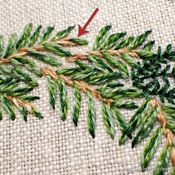 Embroidering the wreath