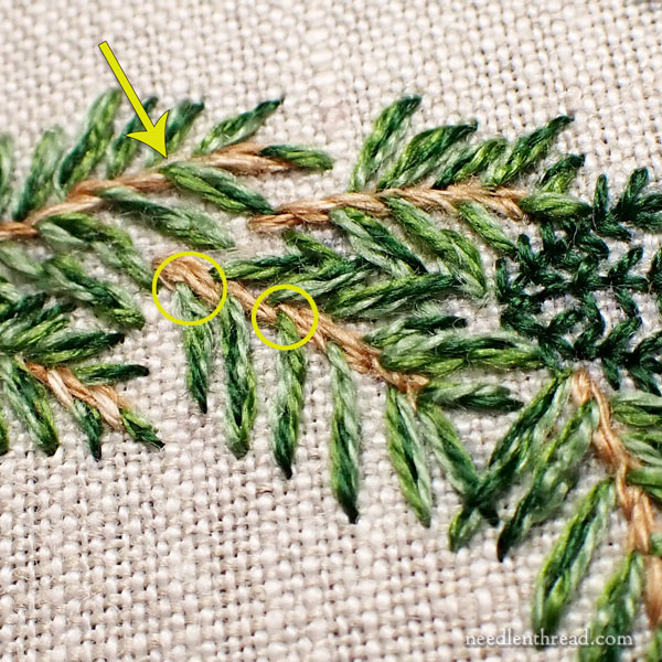 Embroidering the wreath