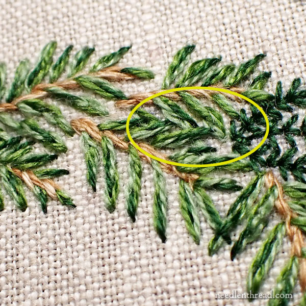 Embroidering the wreath