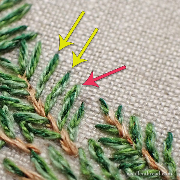 Embroidering the wreath