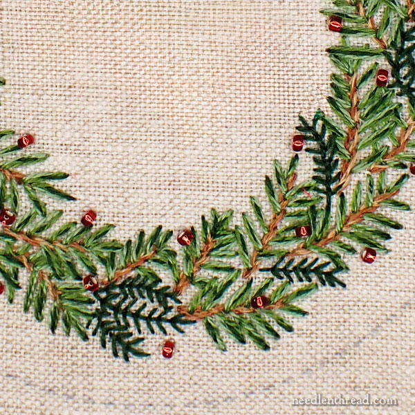 Embroidering the wreath