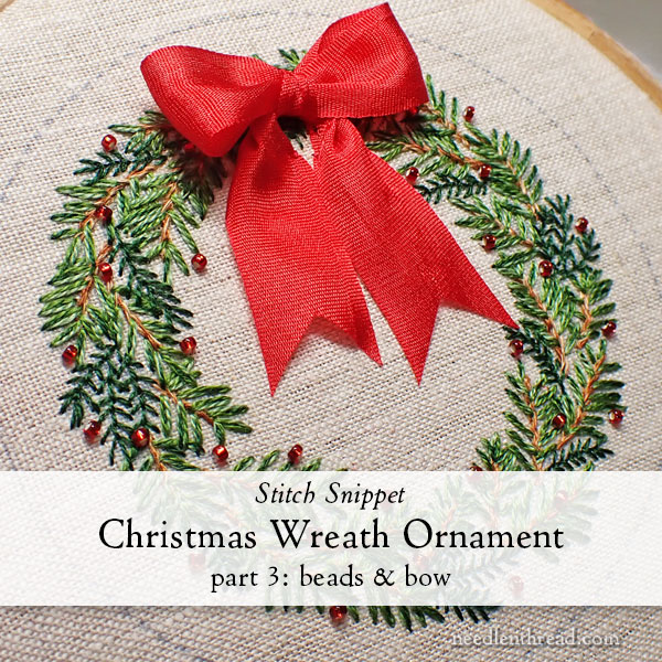 Stitch Snippet Wreath Ornament: Beads & Bow