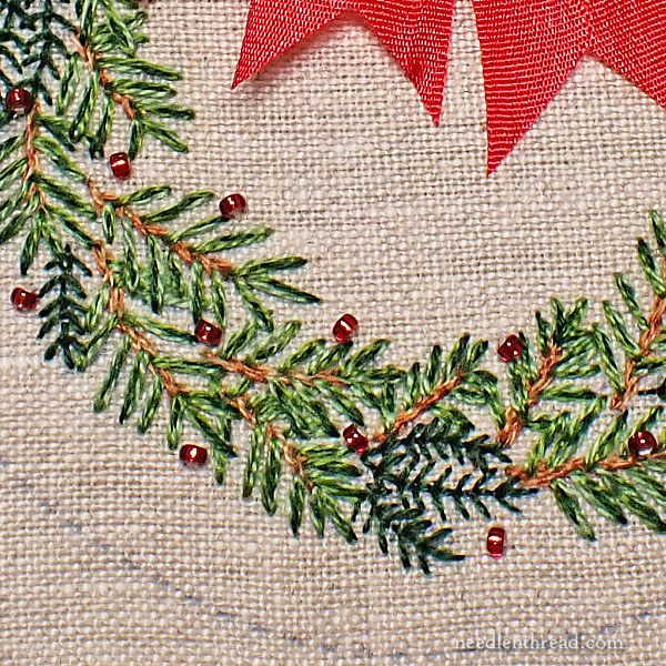 Stitch Snippet Wreath Ornament: Beads & Bow