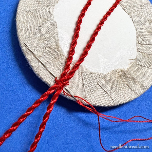 Sewing the Hanging Cord in Place
