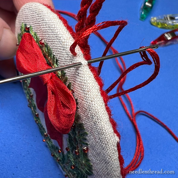 Sewing the Hanging Cord in Place